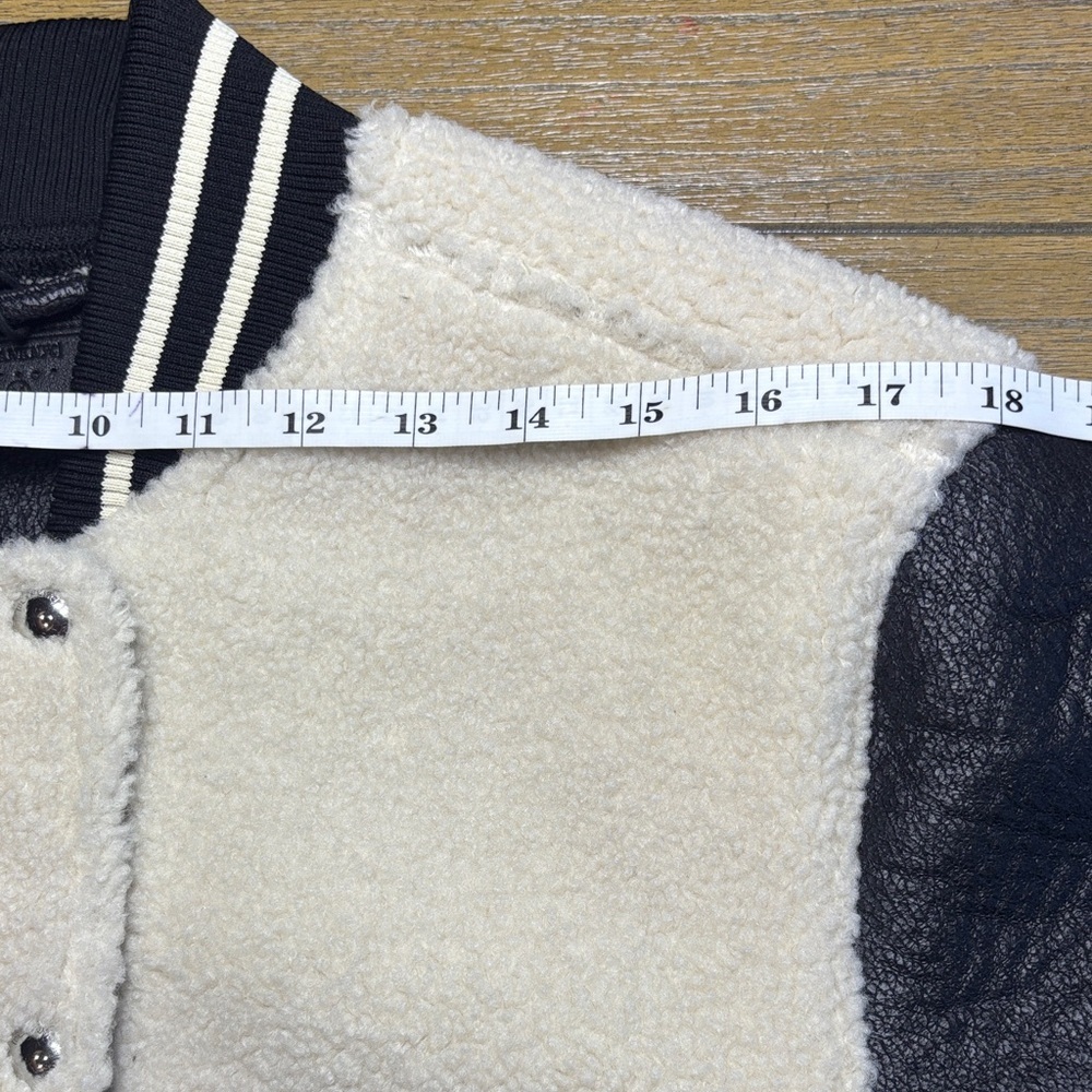 Blank NYC Black and Cream Sherpa Bonded Bomber Women’s Jacket NWT Size M - Picture 8 of 11